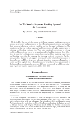 Do We Need a Separate Banking System? An Assessment