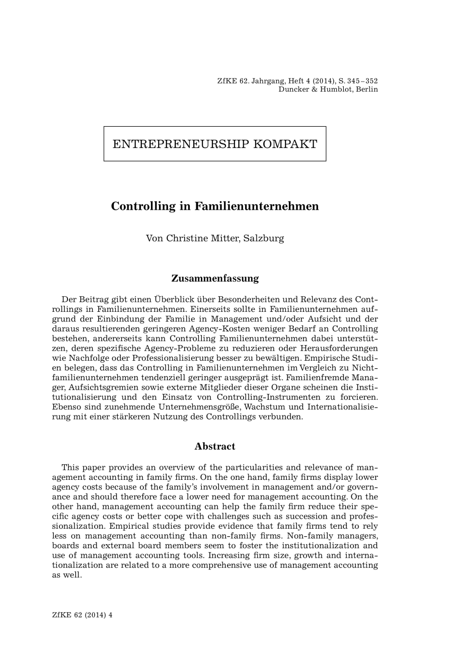 Controlling in Familienunternehmen