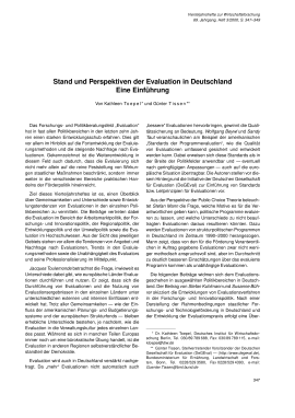 Stand und Perspektiven der Evaluation in Deutschland Eine Einführung