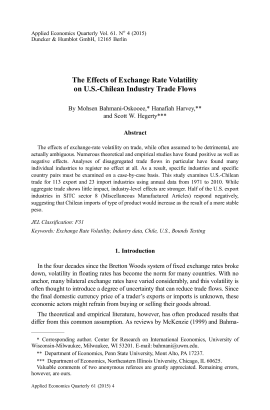 The Effects of Exchange Rate Volatility on U.S.-Chilean Industry Trade Flows