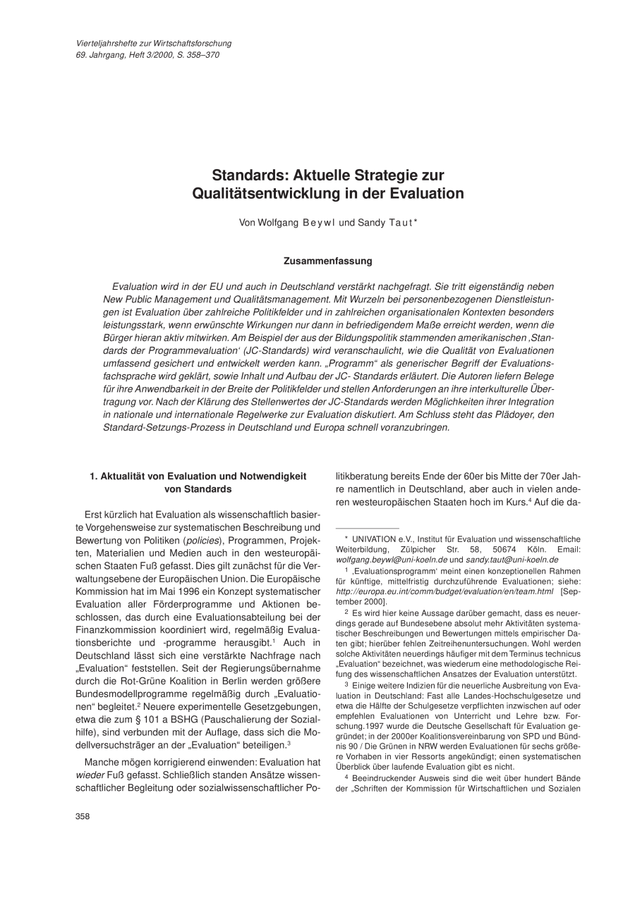 Standards: Aktuelle Strategie zur Qualitätsentwicklung in der Evaluation