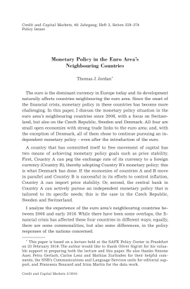 Monetary Policy in The Euro Area"s Neighbouring Countries