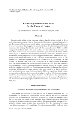 Rethinking Remuneration Laws for the Financial Sector