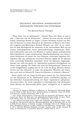 Deduktion, Reduktion, Kontradiktion: Rhetorische Theorien des Enthymems
