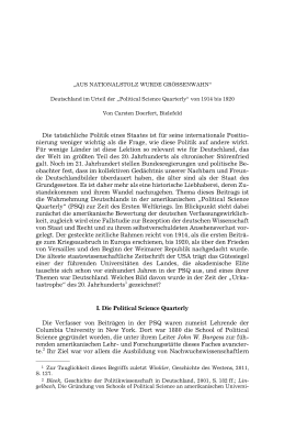 “AUS NATIONALSTOLZ WURDE GRÖSSENWAHN“. Deutschland im Urteil der “Political Science Quarterly“ von 1914 bis 1920