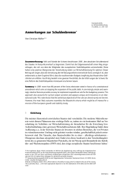 Anmerkungen zur Schuldenbremse