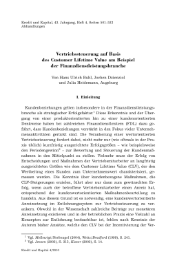 Vertriebssteuerung auf Basis des Customer Lifetime Value am Beispiel der Finanzdienstleistungsbranche