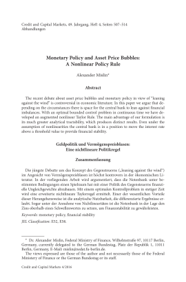 Monetary Policy and Asset Price Bubbles: A Nonlinear Policy Rule