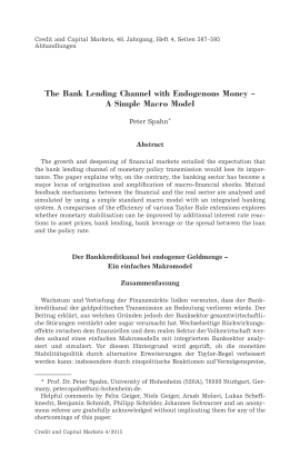 The Bank Lending Channel with Endogenous Money - A Simple Macro Model