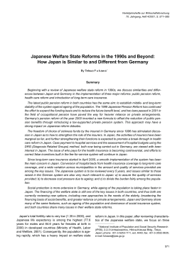 Japanese Welfare State Reforms in the 1990s and Beyond: How Japan is Similar to and Different from Germany