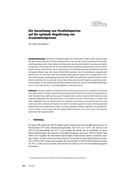 Die Auswirkung von Parallelimporten auf die optimale Regulierung von Arzneimittelpreisen