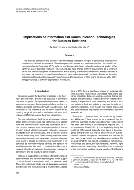 Implications of Information and Communication Technologies for Business Relations