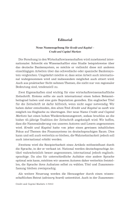 Neue Namensgebung für Kredit und Kapital – Credit and Capital Markets