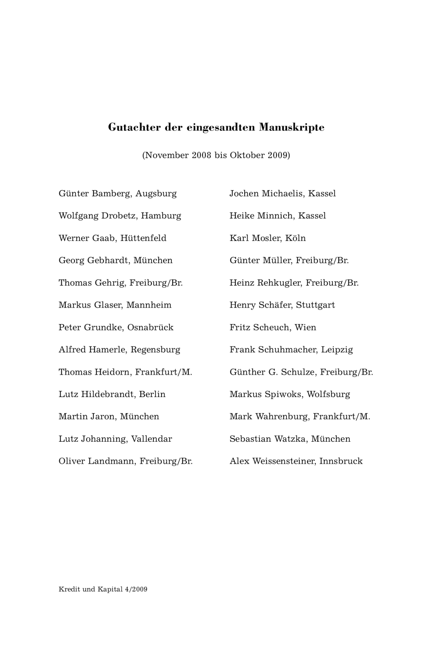 Gutachter der eingesandten Manuskripte