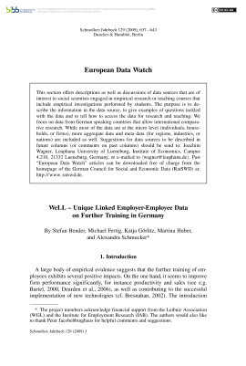 WeLL – Unique Linked Employer-Employee Data on Further Training in Germany