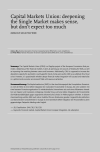 Capital Markets Union: deepening the Single Market makes sense, but don"t expect too much