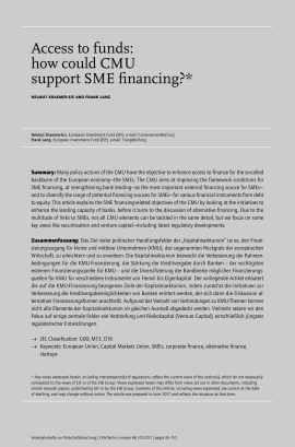 Access to funds: how could CMU support SME financing?