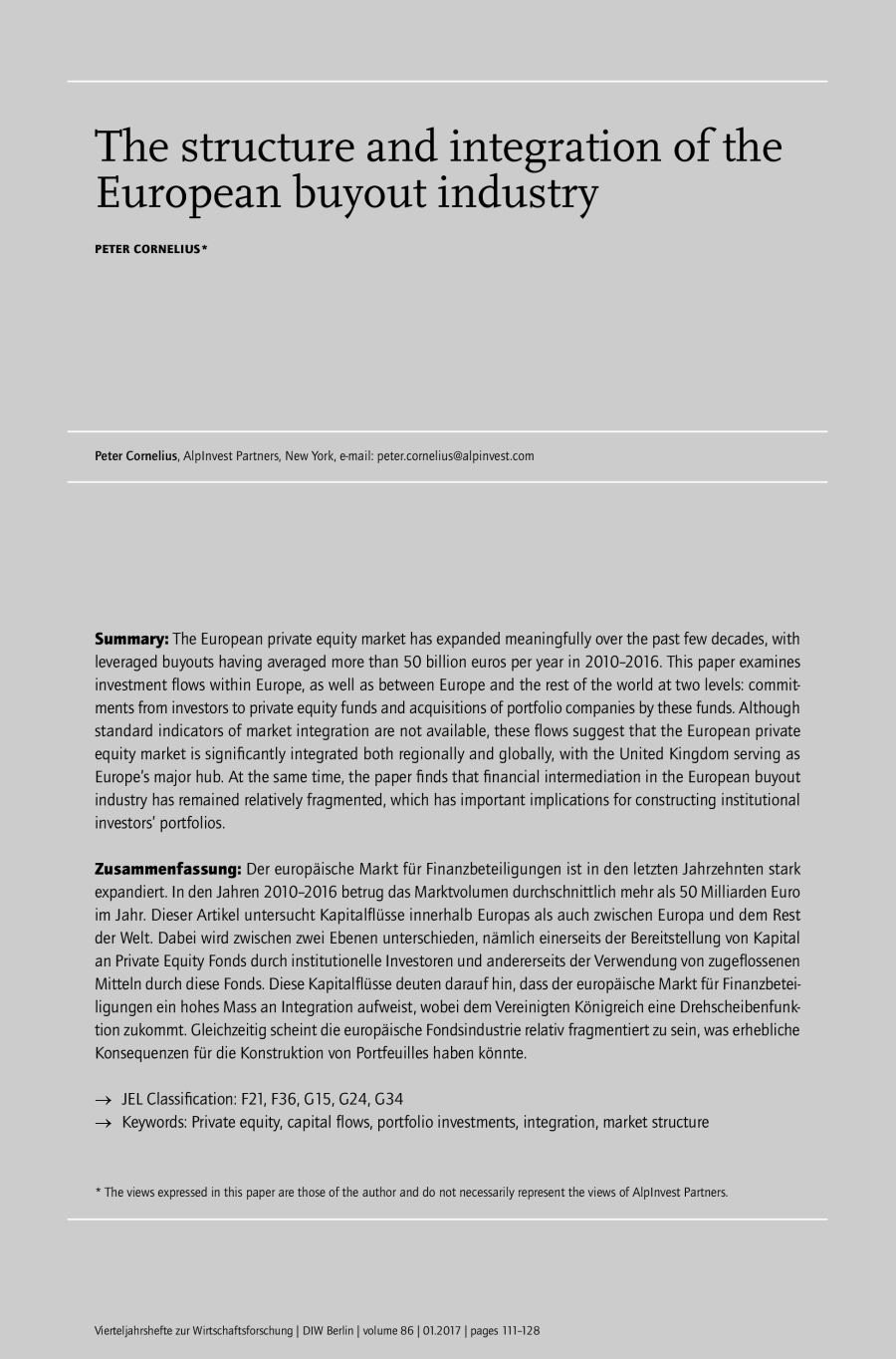 The structure and integration of the European buyout industry