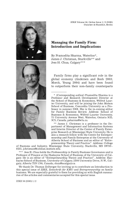 Managing the Family Firm: Introduction and Implications
