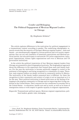 Gender and Belonging: The Political Engagement of Mexican Migrant Leaders in Chicago
