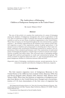 The Ambivalence of Belonging: Children of Indigenous Immigrants in the United States
