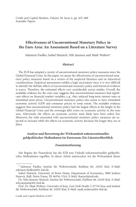Effectiveness of Unconventional Monetary Policy in the Euro Area: An Assessment Based on a Literature Survey