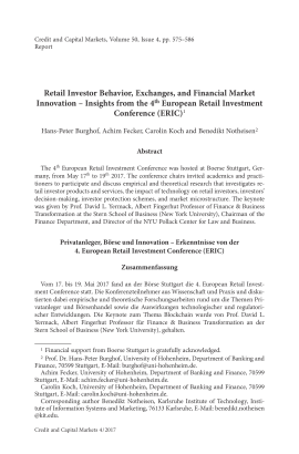 Retail Investor Behavior, Exchanges, and Financial Market Innovation - Insights from the 4th European Retail Investment Conference (ERIC)