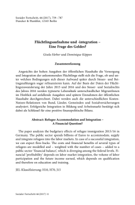 Flüchtlingsaufnahme und -integration – Eine Frage des Geldes?