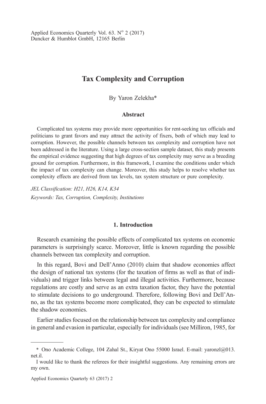Tax Complexity and Corruption