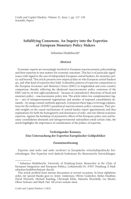 Solidifying Consensus. An Inquiry into the Expertise of European Monetary Policy Makers