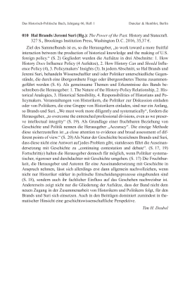 Hal Brands / Jeremi Suri (Hg.): The Power of the Past. History and Statecraft
