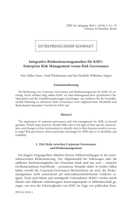 Integrative Risikosteuerungsansätze für KMU: Enterprise Risk Management versus Risk Governance