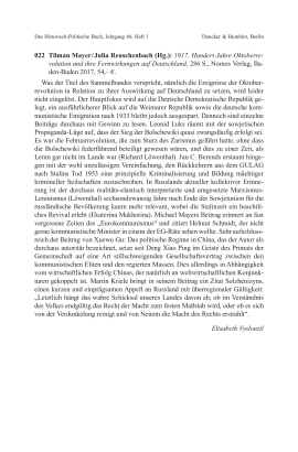 Tilman Mayer / Julia Reuschenbach (Hg.): 1917. Hundert Jahre Oktoberrevolution und ihre Fernwirkungen auf Deutschland