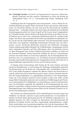Christoph Garstka: Geschichte und kommunistische Gegenwart. Historiosophische Positionen und ihre narrative Präsentation in Essay und Roman der Volksrepublik Polen