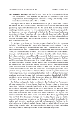 Alexander Saechtig: Schriftstellerische Praxis in der Literatur der DDR und der Volksrepublik China während der fünfziger und frühen sechziger Jahre
