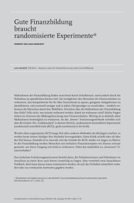 Gute Finanzbildung braucht randomisierte Experimente