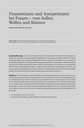 Finanzwissen und -kompetenzen bei Frauen – vom Sollen, Wollen und Können