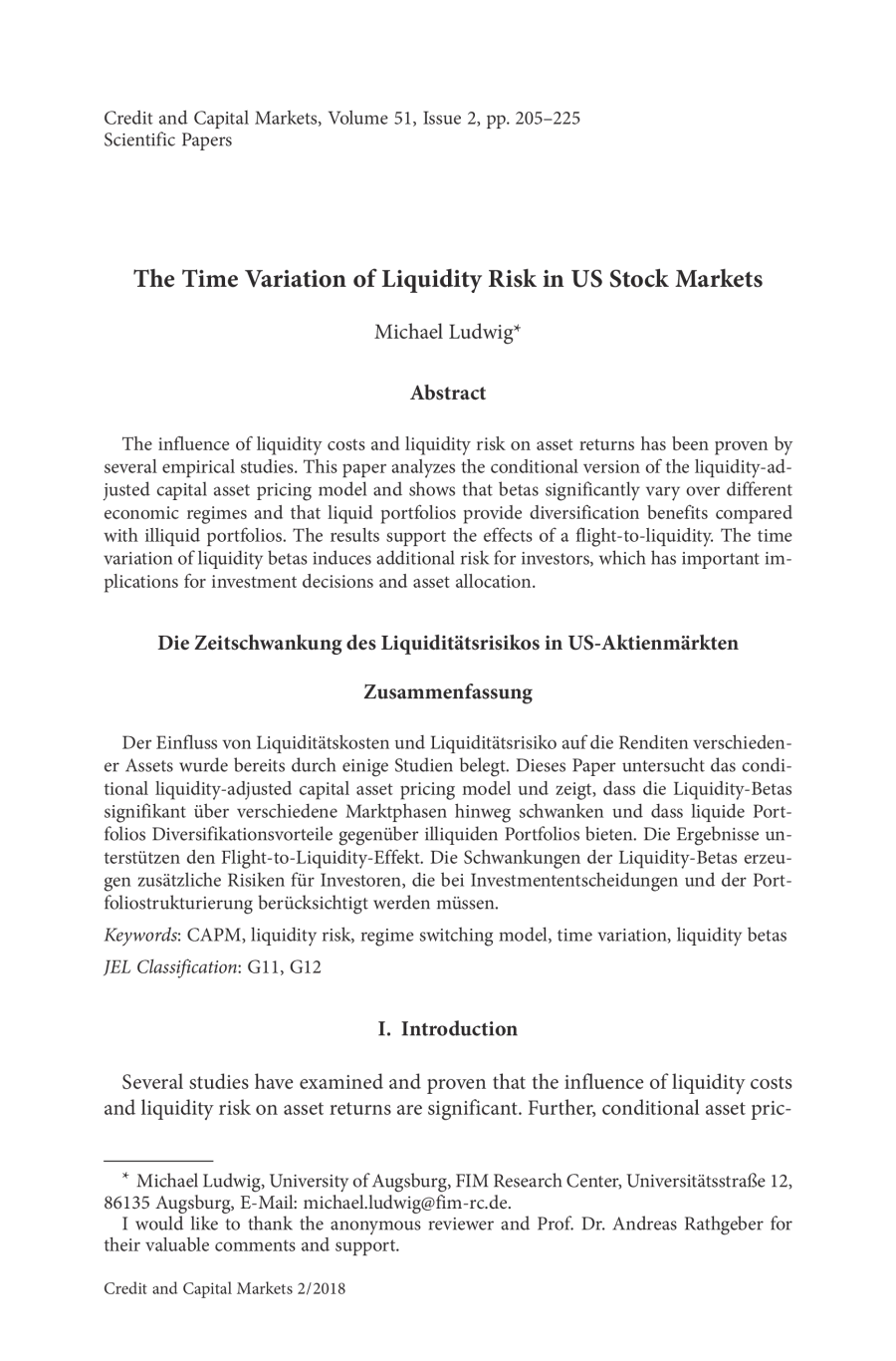 The Time Variation of Liquidity Risk on US Stock Markets
