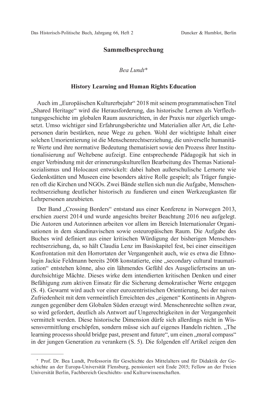 History Learning and Human Rights Education