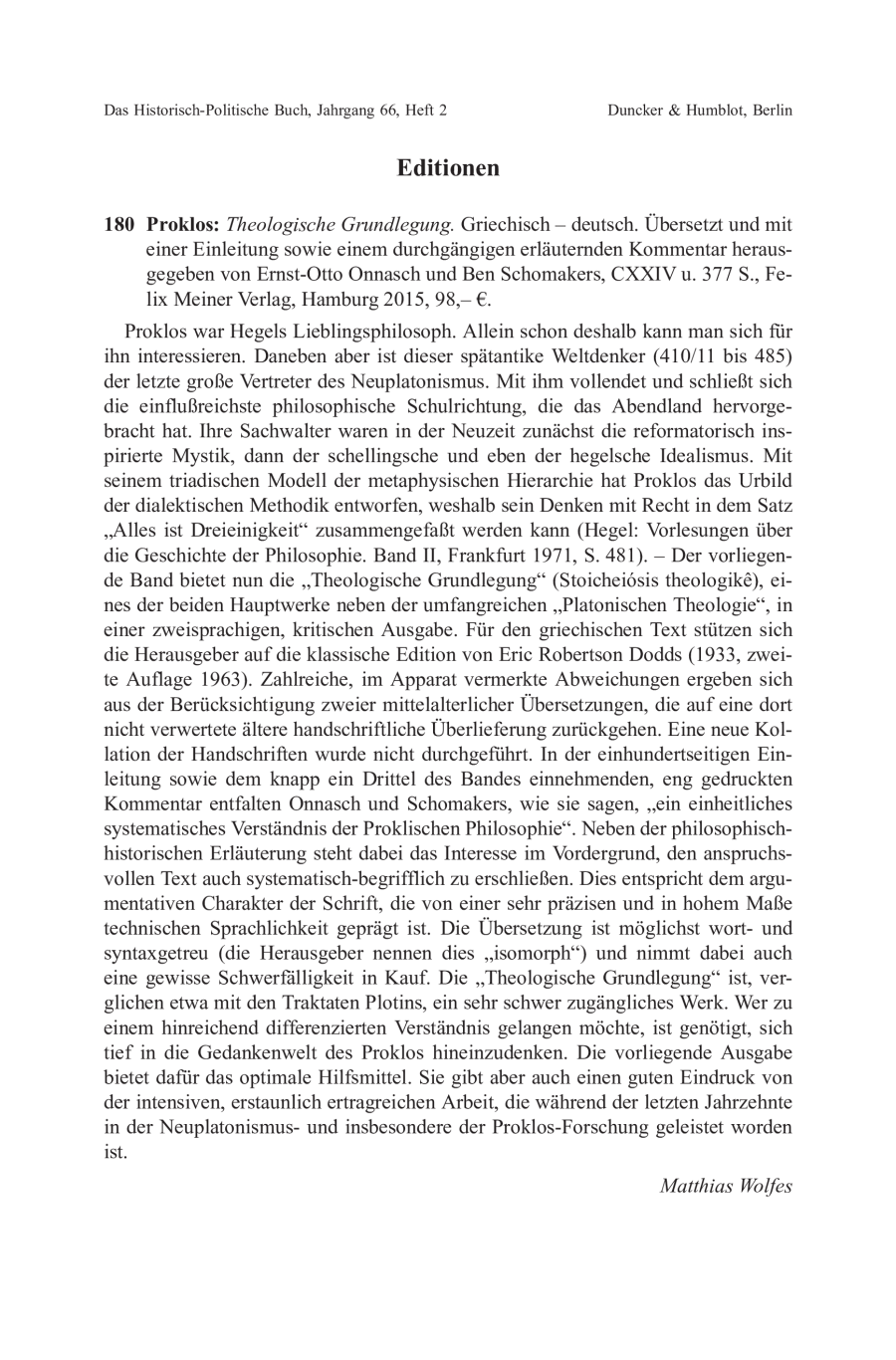 Proklos: Theologische Grundlegung