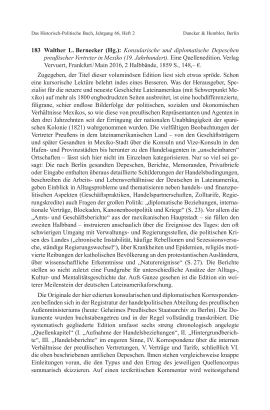 Walther L. Bernecker (Hg.): Konsularische und diplomatische Depeschen
preußischer Vertreter in Mexiko (19. Jahrhundert)