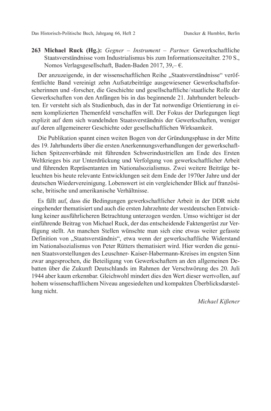 Ruck, Michael (Hg.): Gegner – Instrument – Partner