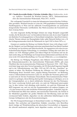 Claudia Kuretsidis-Haider / Christine Schindler (Hg.): Zeithistoriker, Archivar, Aufklärer. Festschrift für Winfried Garscha