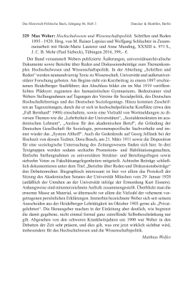 Max Weber: Hochschulwesen und Wissenschaftspolitik. Schriften und Reden 1895 – 1920