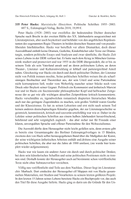 Peter Hacks: Marxistische Hinsichten. Politische Schriften 1955 – 2003