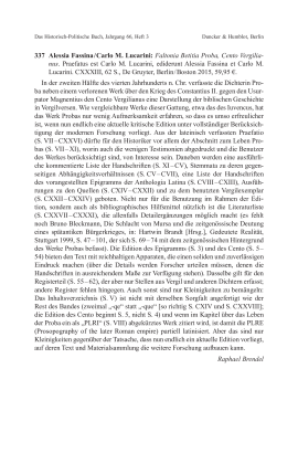 Alessia Fassina / Carlo M. Lucarini: Faltonia Betitia Proba, Cento Vergilianus