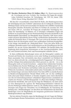 Dorothee Hochstetter / Dieter H. Kollmer (Hg.): Der Bundestagsausschuss für Verteidigung und seine Vorläufer. Der Ausschuss für Fragen der europäischen Sicherheit / Ausschuss für Verteidigung, Juli 1955 bis Januar 1956