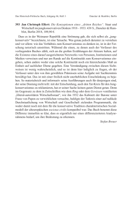 Jan Christoph Elfert: Die Konzeptionen eines „dritten Reiches“. Staat und Wirtschaft im jungkonservativen Denken 1918 – 1933