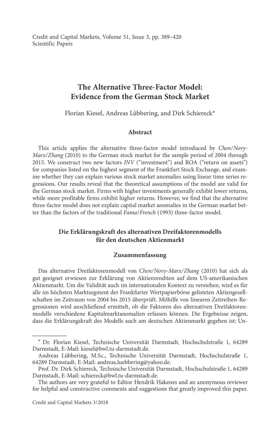 The Alternative Three-Factor Model: Evidence from the German Stock Market