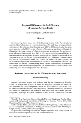 Regional Differences in the Efficiency of German Savings Banks